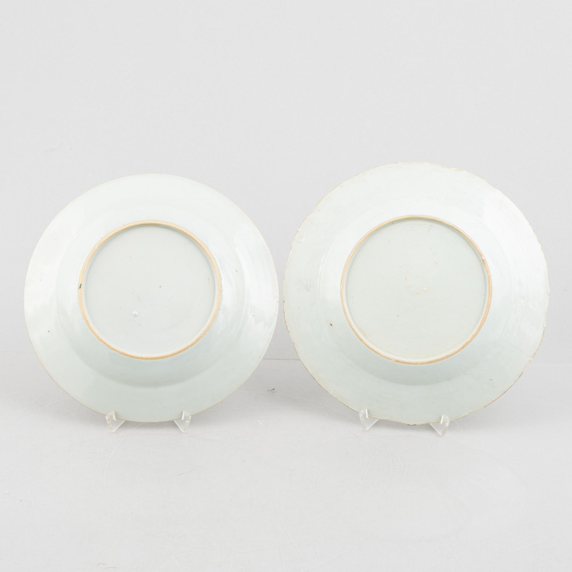 Four export porcelain plates, China, Qianlong (1736-95).