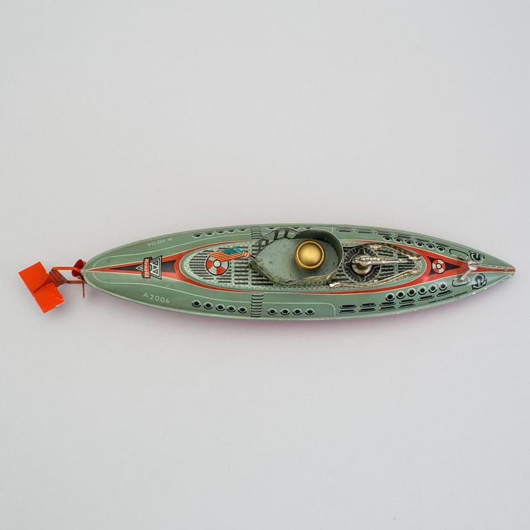 A tinplate Arnold submarine A2004, Germany, ca 1950.