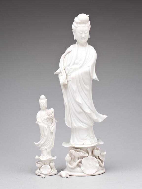 FIGURINER, 2 st, Blanc de Chine, Kina 1900-tal.