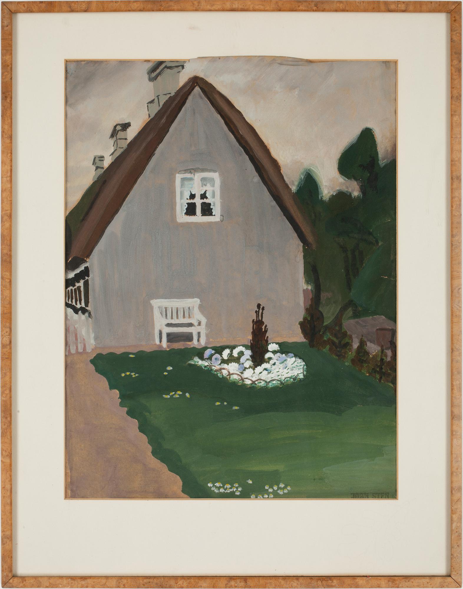 JOHN STEN, gouache på papper, sign.