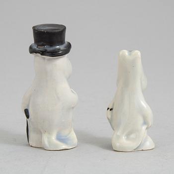 Two ceramic 'Moomin' figurines by Signe Hammarsten-Jansson, 1950's.