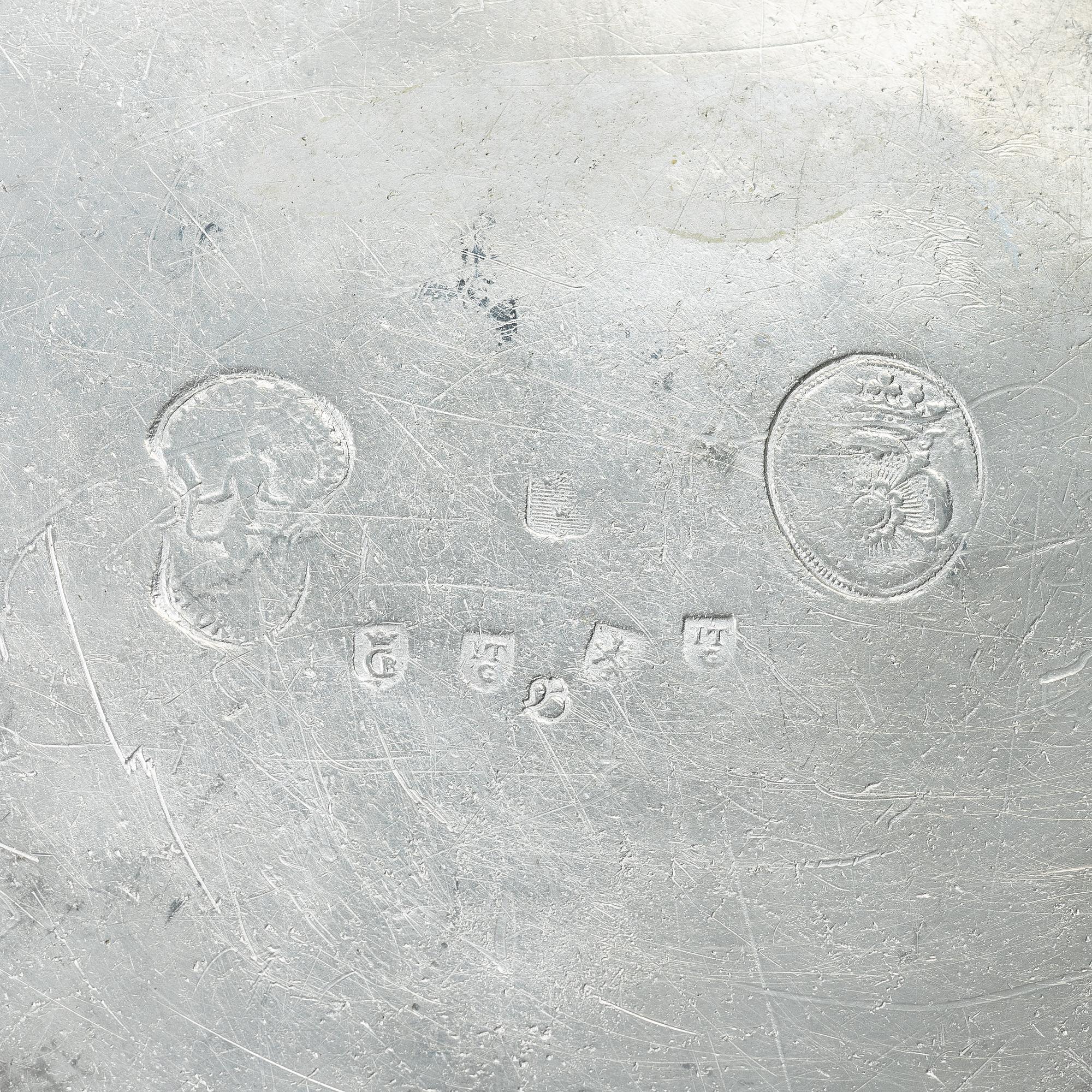 A set of four (2+2) peter rococo plates, two by Peter Törngren, Gothenburg 1760.