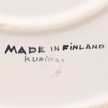 A 1960s decorative ceramic plate, monogram signed a tergo, Kupittaa Finland.