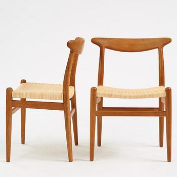 Hans J. Wegner, a set of 6 "W2" chairs, for C.M. Madsens Fabriker, Denmark 1950's.