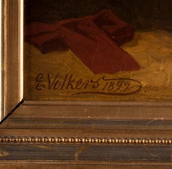 EMIL VOLKERS, öljy levylle, signeerattu ja päivätty 1899.