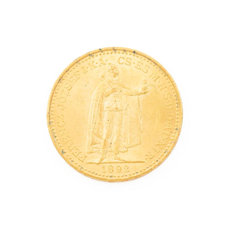 Gold coin, Hungary, 20 Korona, 1892.