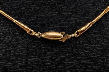 NECKLACE 18K gold 1brilliant-cut diamond approx 0,08 ct and 1 opal (probably doublet).