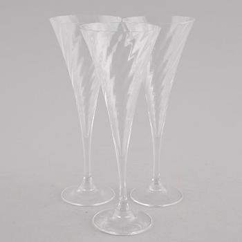 Twelve champagne glasses named "Heléna", designed by Gunnar Cyrén for Orrefors. Designed in 1977.