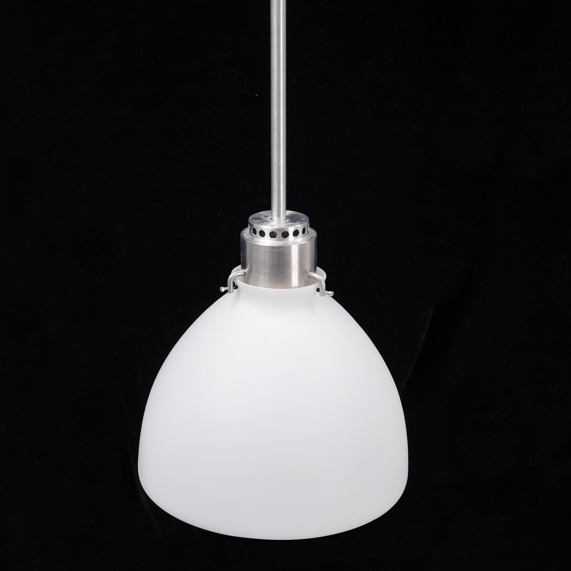 A late 20th century glass and metal ceiling lamp.