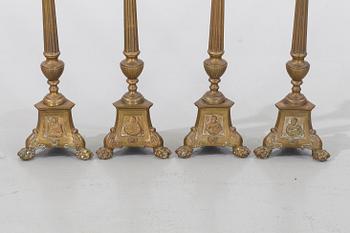 4 CANDELABRAS, barock-style, 20th century.