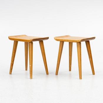 Carl Malmsten, a pair of "Visingsö" stools, Svensk Fur, second half of the 20th century.