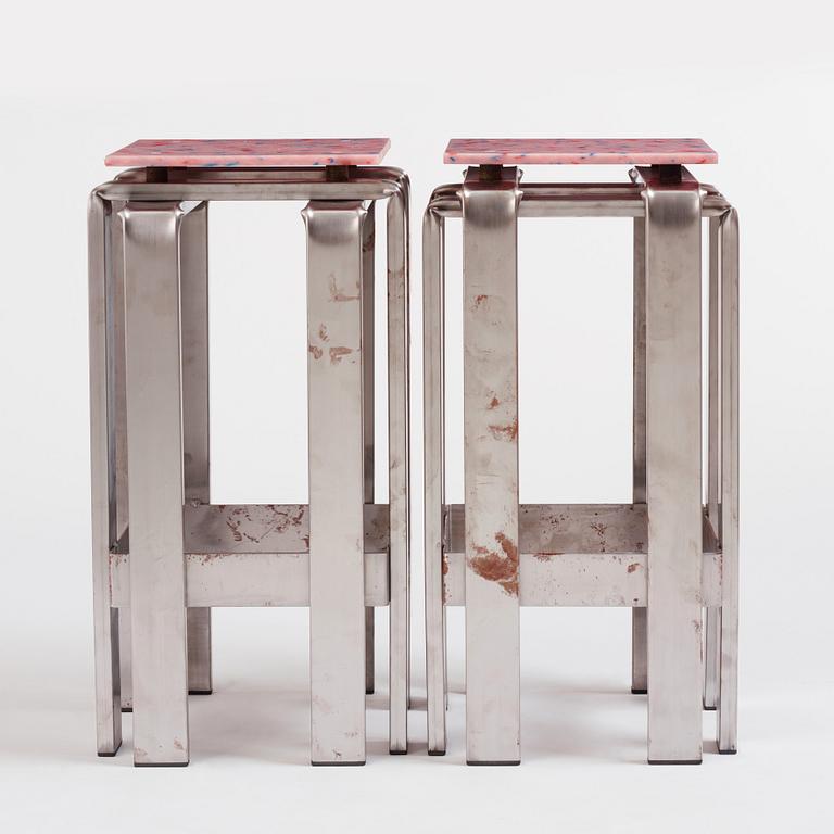 Stamuli, & Alessandro Bruzzone, a pair of stools, Greenhouse Bar for Stockholm Furniture Fair 2024.