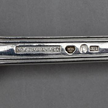 MATSKEDAR, 11 st, silver, bla Möllenborg, "Engelsk snäck", 1800-tal. Tot ca 800 gram.