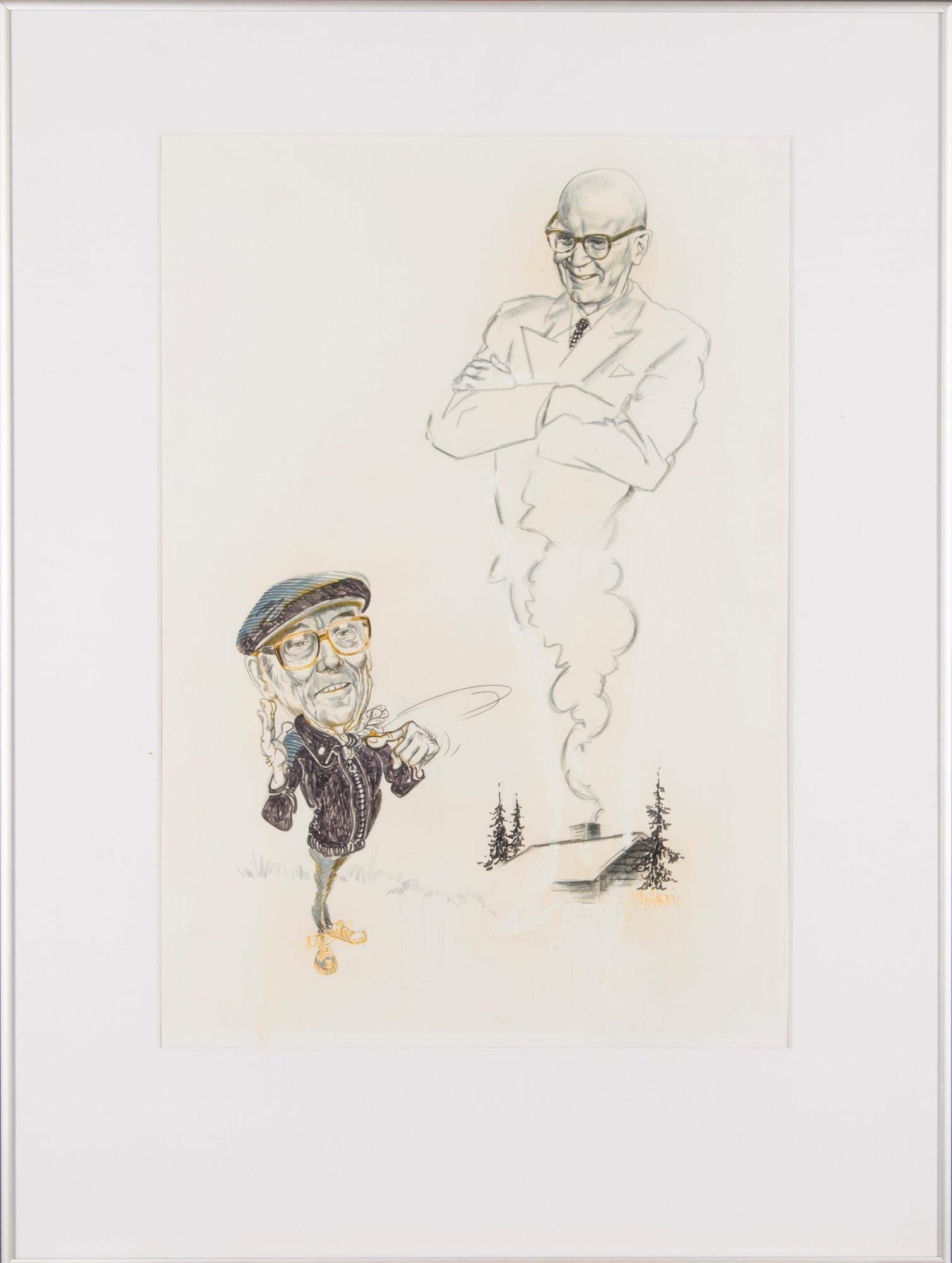 JUSSI AARNIO, piirros, sekatekniikka, signeerattu.