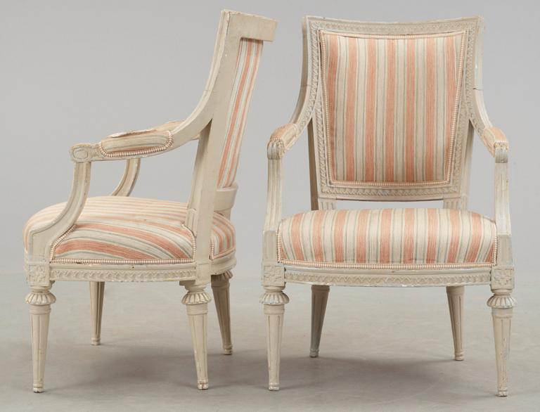 A pair of Gustavian armchairs by M. Lundberg, master 1775.