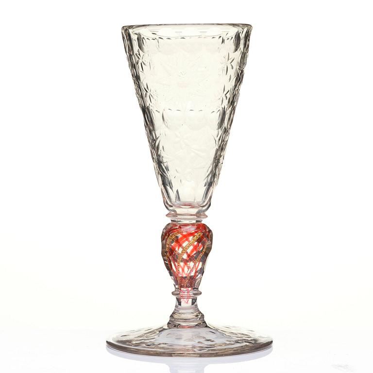 A German cut glass goblet, 18th century.