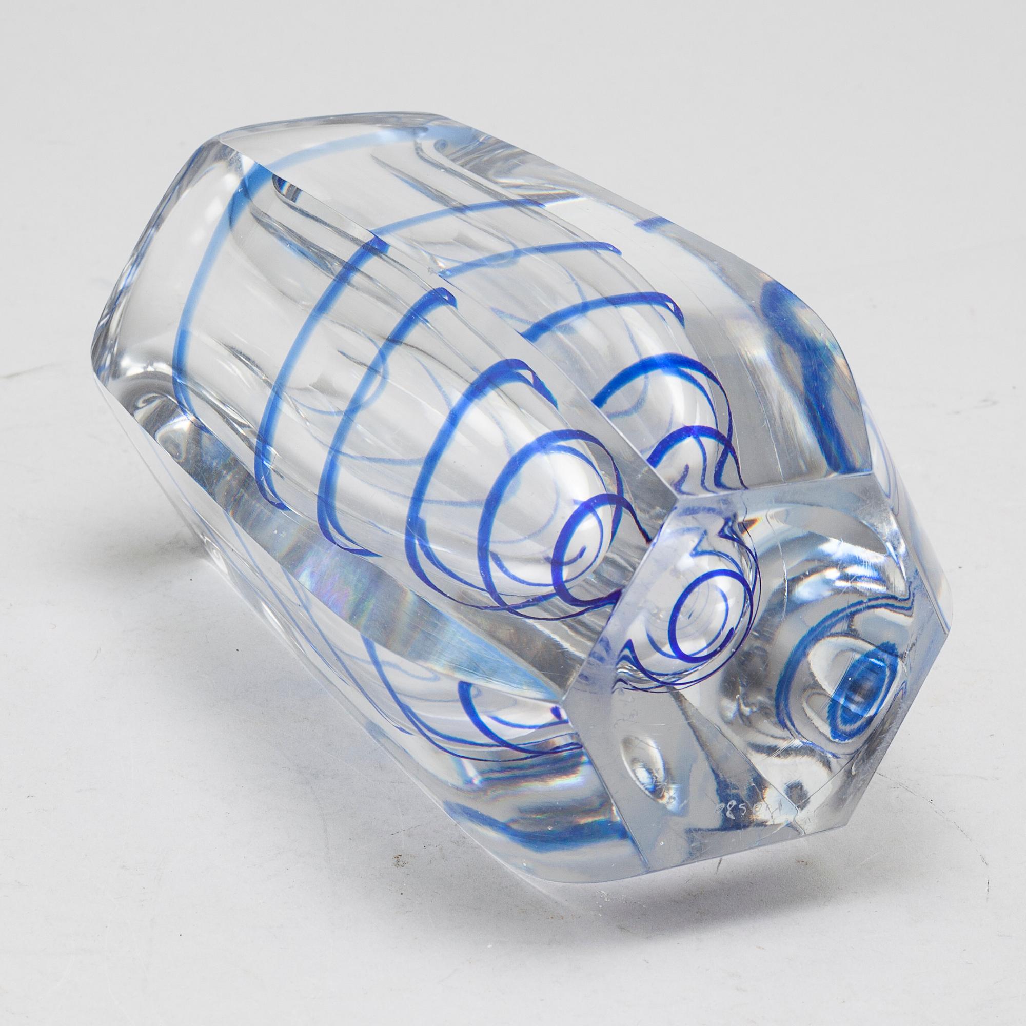 a glass vase for Kosta, signed B and dated 1944.