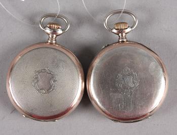 FICKUR, 2 st, Longines resp Zenith, vitmetall, 1900-tal.