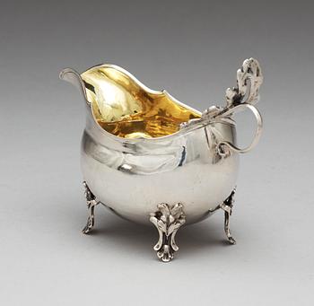 A Swedish 18th century parcel-gilt cream-jug, makers mark of Pehr Zethelius, Stockholm 1779.