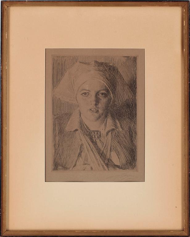 ANDERS ZORN, etsning, signerad i blyerts samt signerad i plåten.
