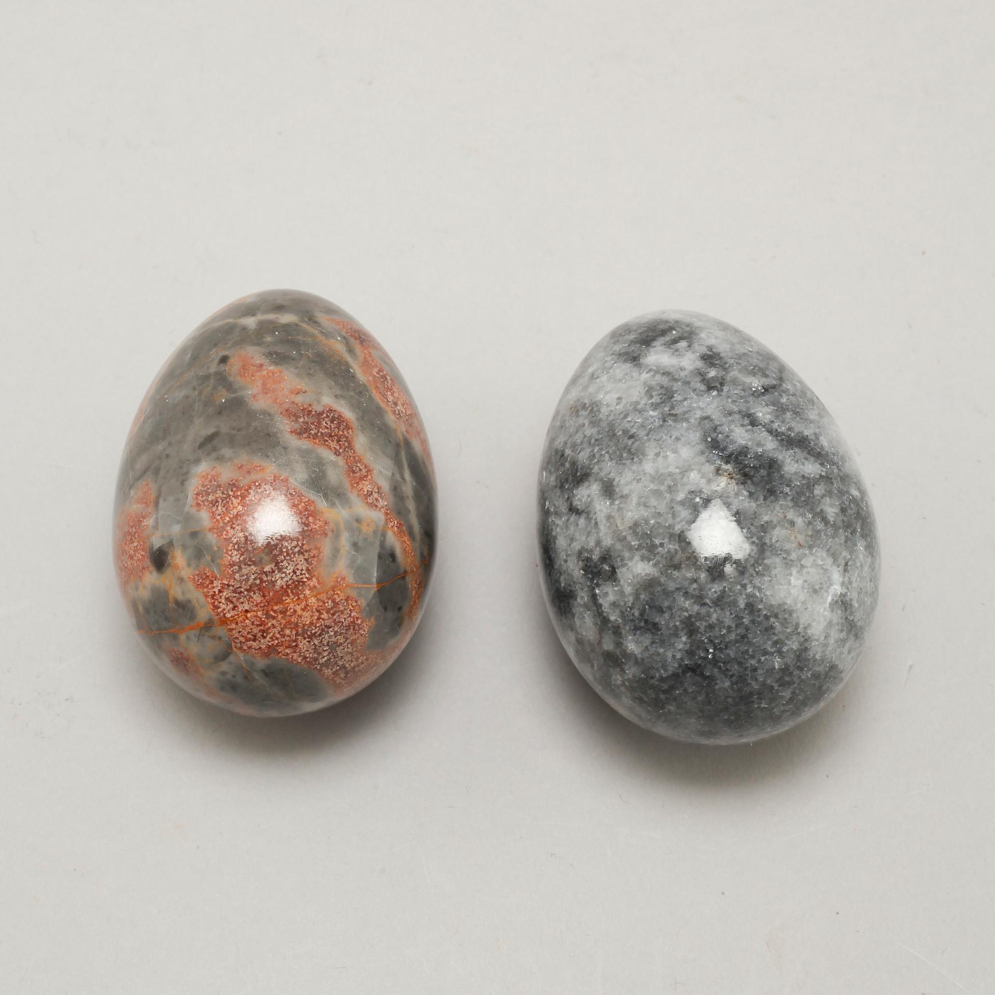 15 stone adornment eggs, made in the second half of the 20th century.