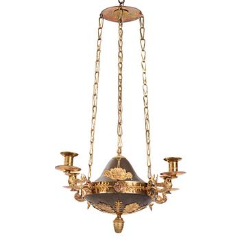 A Swedish Empire four-light hanging-lamp, first part of the 19th century.