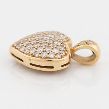 Hänge, guldhjärta med briljantslipade diamanter.
