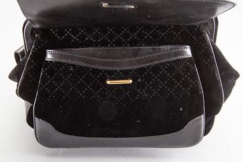 GUCCI, väska, "Black diamante velvet and leather stirrup Top- handle bag".