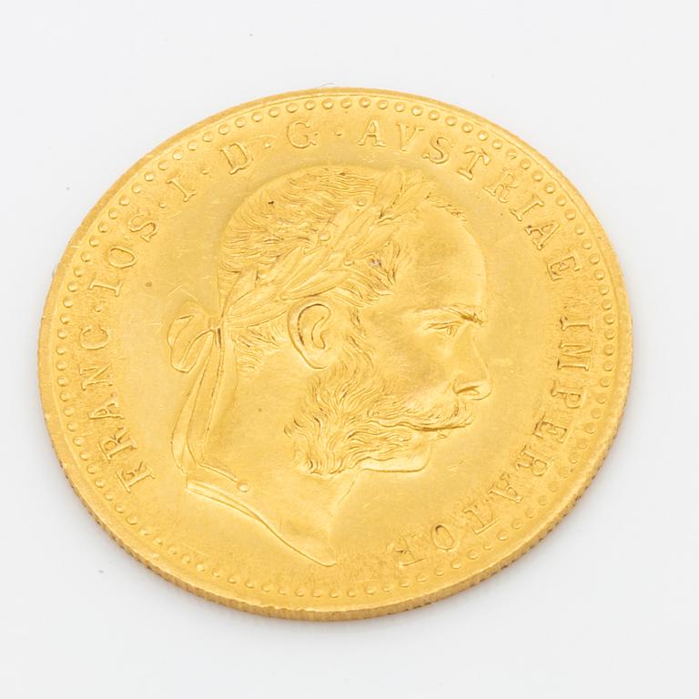 Two Austrian 1 ducat gold coins, Franz Joseph I, 1915.