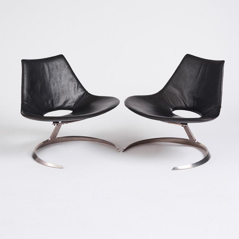 Preben Fabricius & Jørgen Kastholm, a pair of 'Scimitar' easy chairs, Ivan Schlechter, Copenhagen, ca 1962.