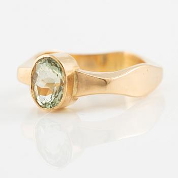 Gobi Gold or Silver Hb, ring, 18K gold with green-tinted stone, Falköping 1974.