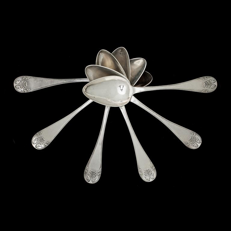 SKEDAR, 6 st, silver, Petter Wigren, Malmö.1822-1853. Vikt ca 314 g.