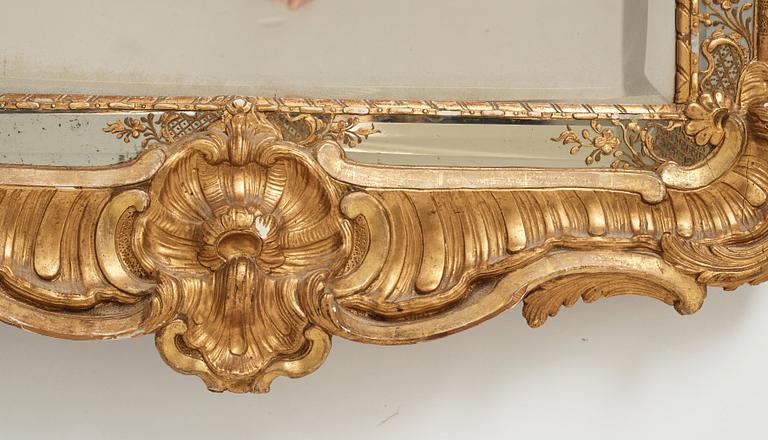 A Swedish Rococo mid 18th century mirror.