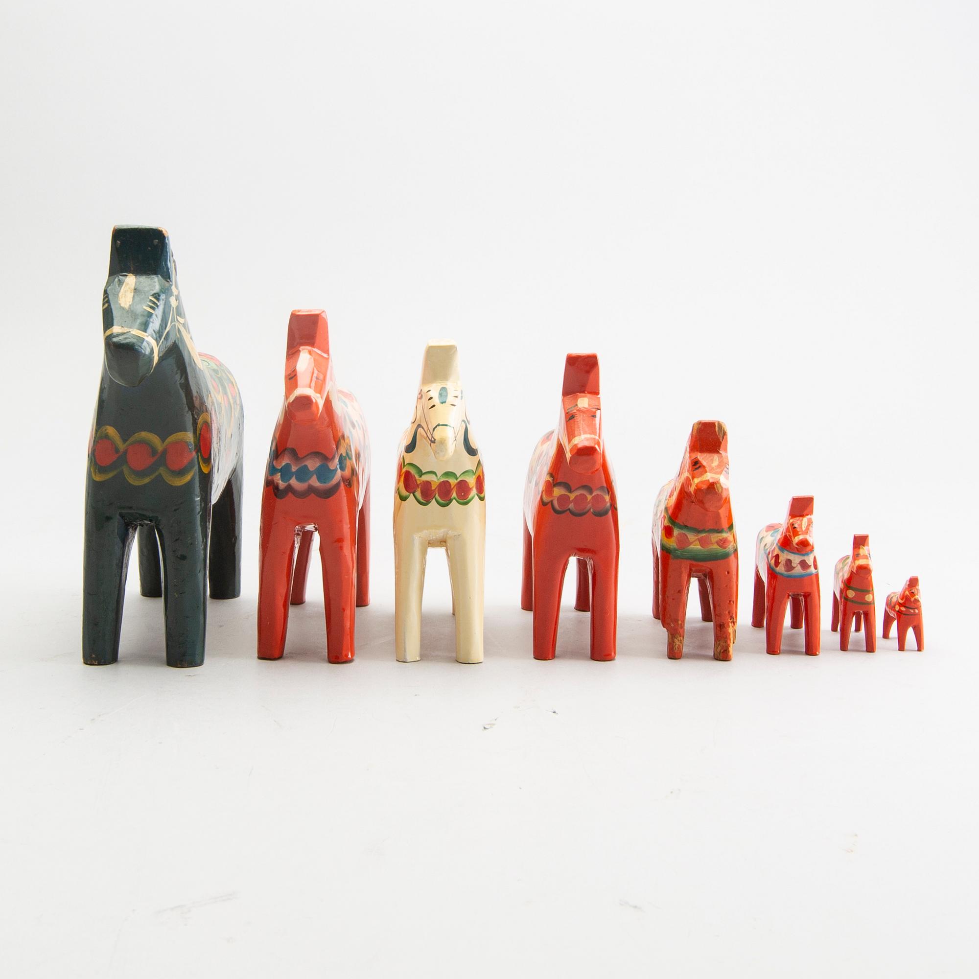 Dala horses, 8 pcs, 1900s.