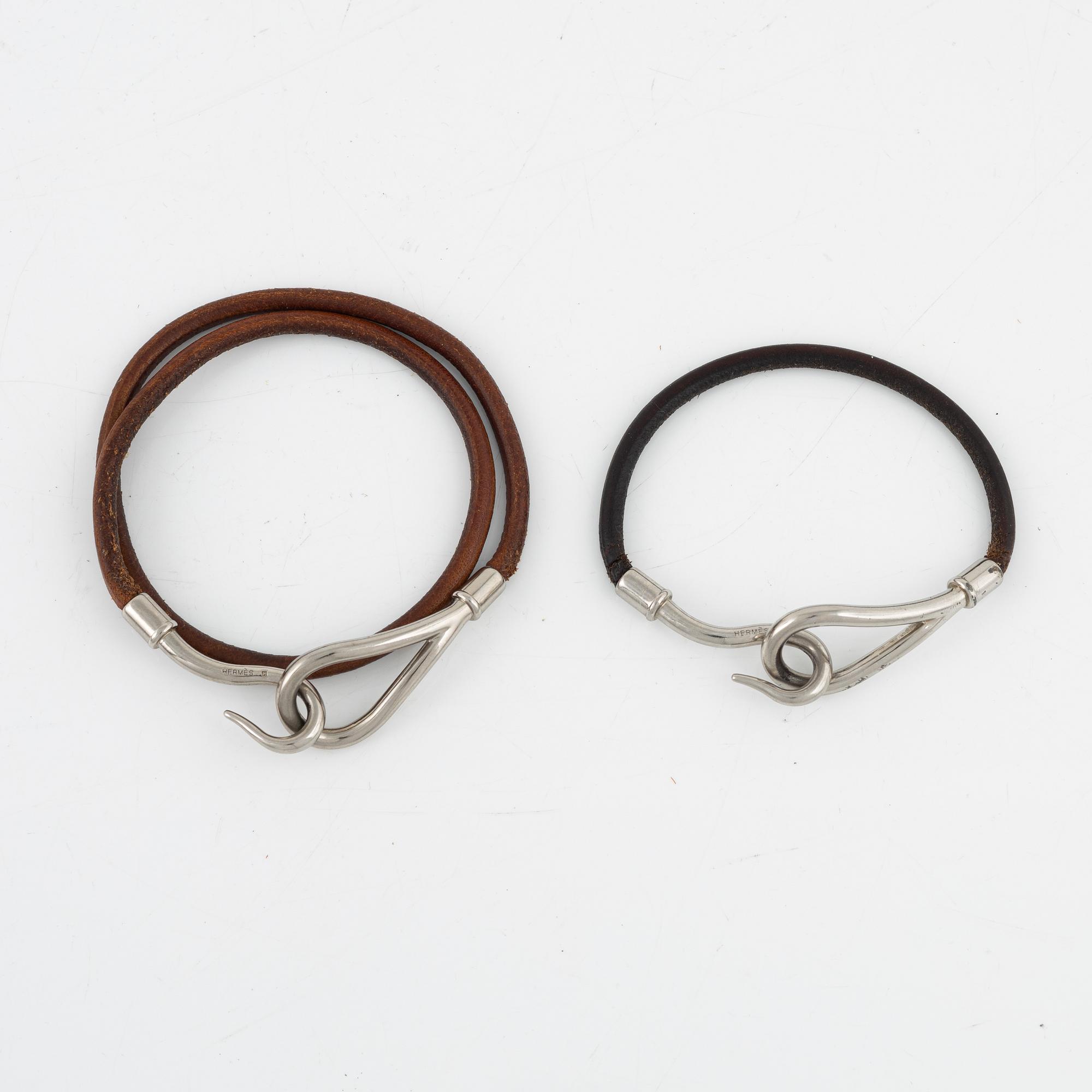 Hermès, two leather 'Jumbo' bracelets.