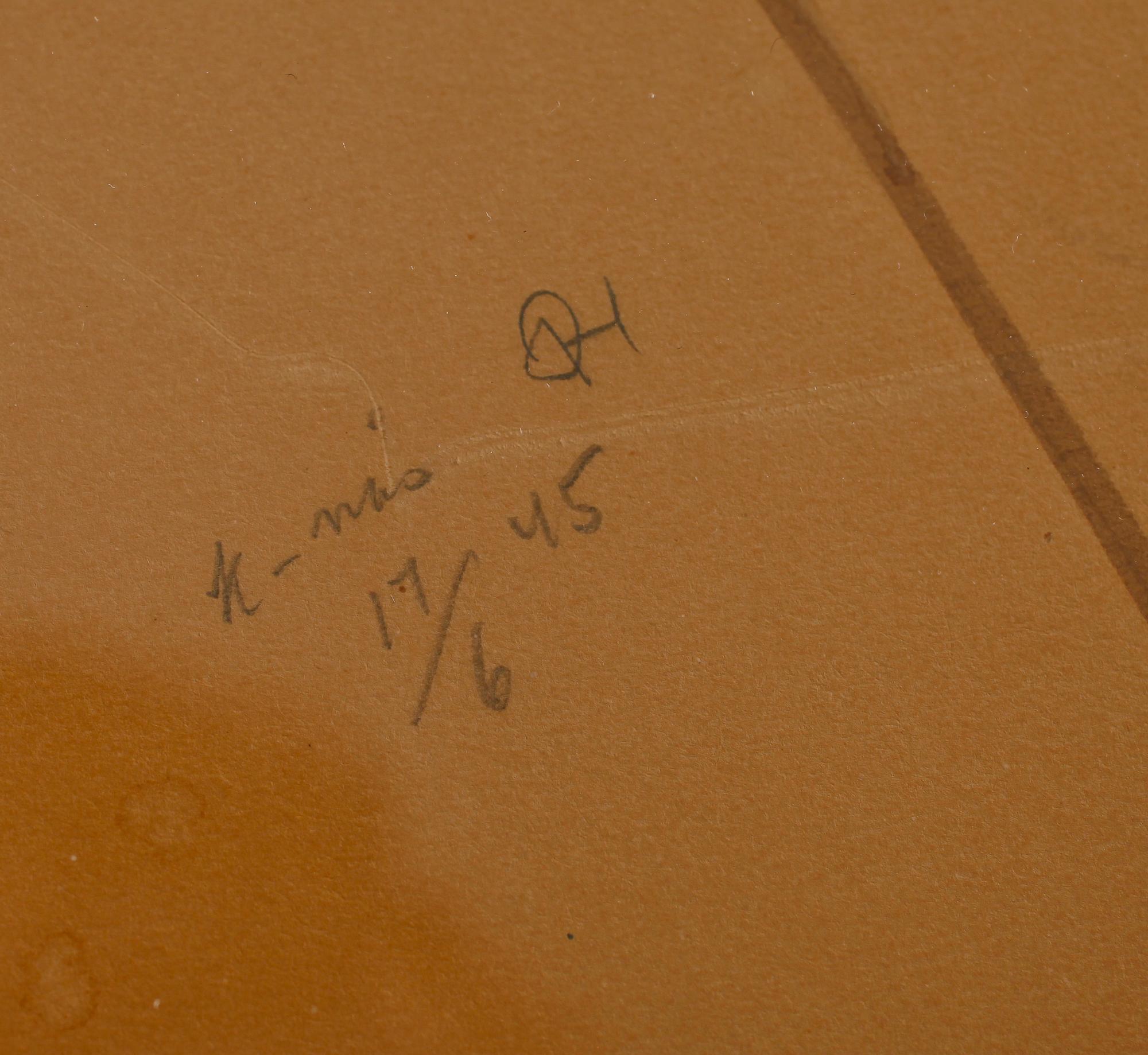 OLLE HJORTZBERG, akvarell, monogramsignerad K-näs (Kummelsnäs i Nacka) och daterad 17/6 45.