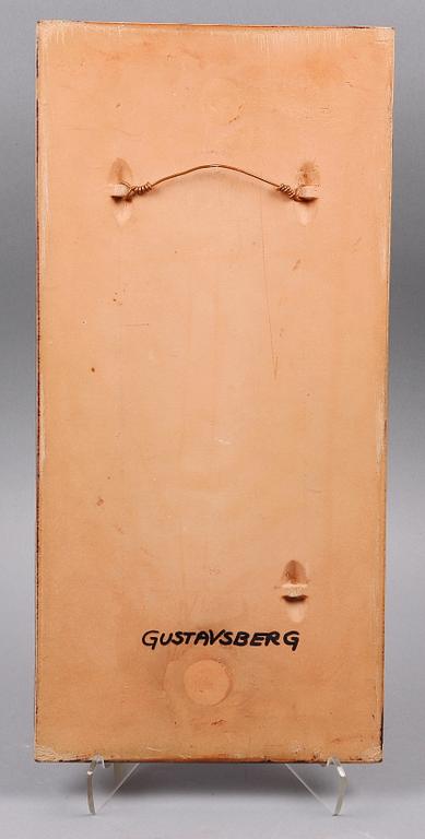 VÄGGPLAKETT, stengods, Gustavsberg, bär sign.