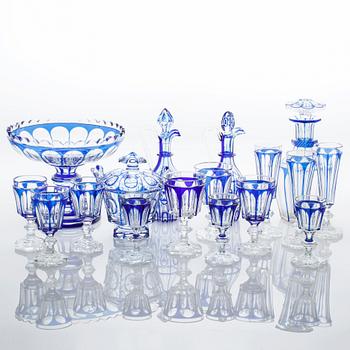55 pieces of glass tableware, first half of the 20th century.
