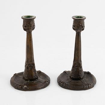 A pair of Jugend candlesticks, Hugo Elmqvist, early 20th century.