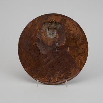 Svante Nilsson, bronsplakett. Sign. Diameter 19,5 cm.