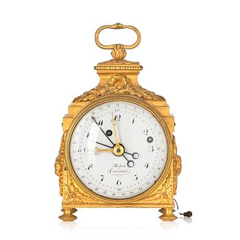 A Swiss ormolu 'pendule d'officer' with alarm by  Robert & Courvoisier (Chaux-de-Fonds, active 1781-1811).