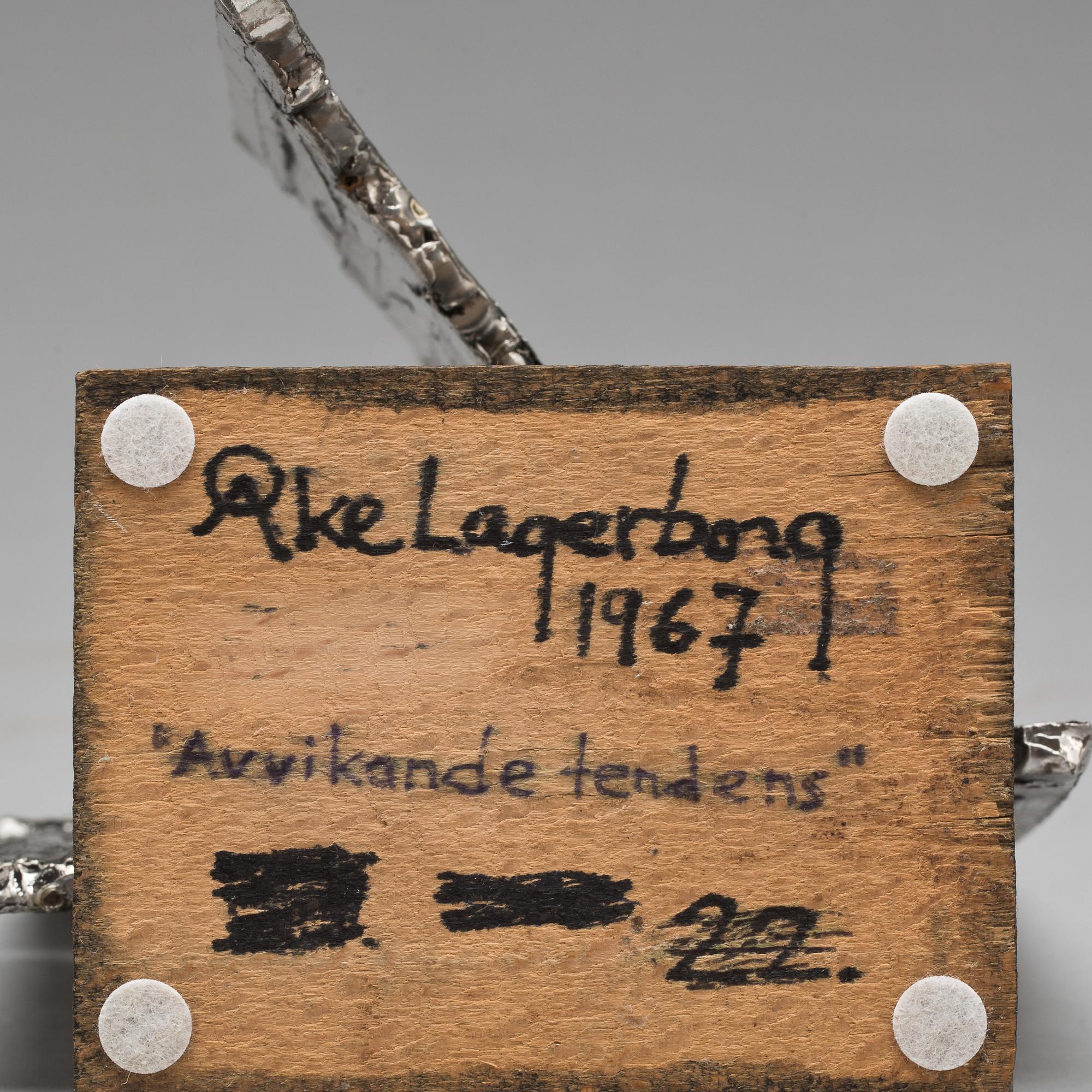 ÅKE LAGERBORG, skulptur, metall, signerad och daterad 1967.