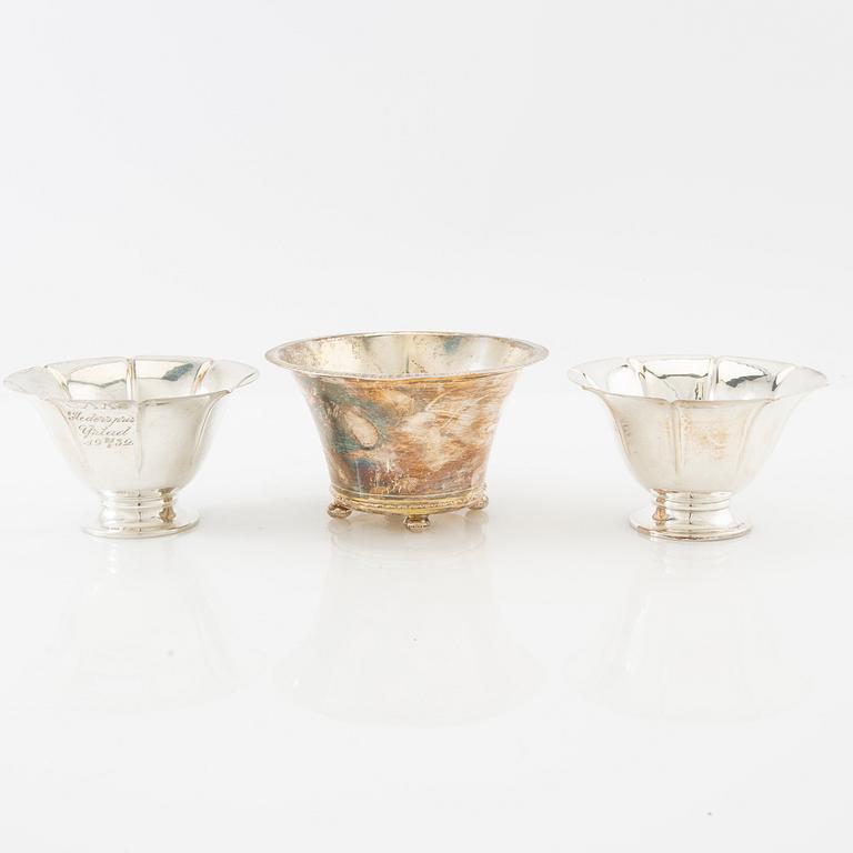 Bowls/bowl on foot, 3 pcs, silver, GAB Stockholm, 1920s/30s.