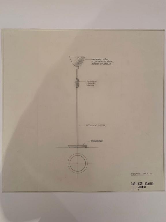 Carl-Axel Acking, a brass and leather floor lamp, designed for the Stockholm Association of Crafts in 1939.