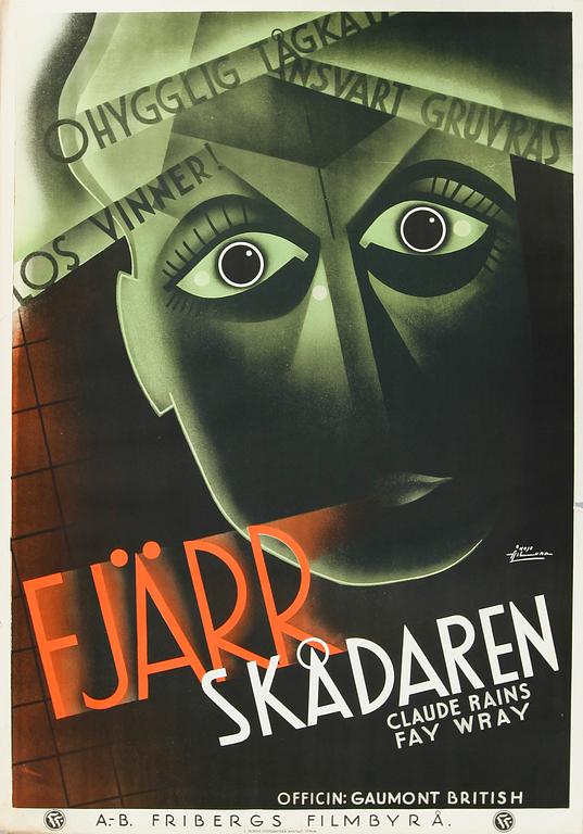 FILMAFFISCH, litografiskt tryck, "Fjärrskådaren", Moje Åslund, 1935.