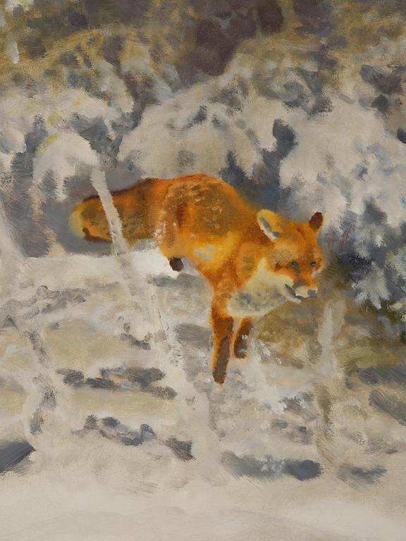 Bruno Liljefors, Fox in a winter landscape.