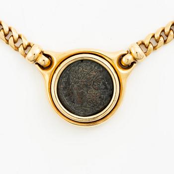 Bulgari a necklace "Monete" 18K gold with an ancient coin.