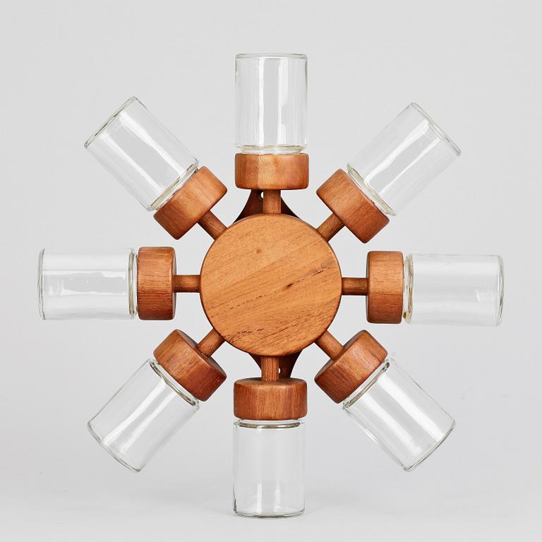 KRYDDSNURRA, teak och glas, Digsmed Danmark 1964.