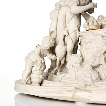 An Italian bisquit porcelain figure group with the arms of Savojen, Vinovo, marked 1817.