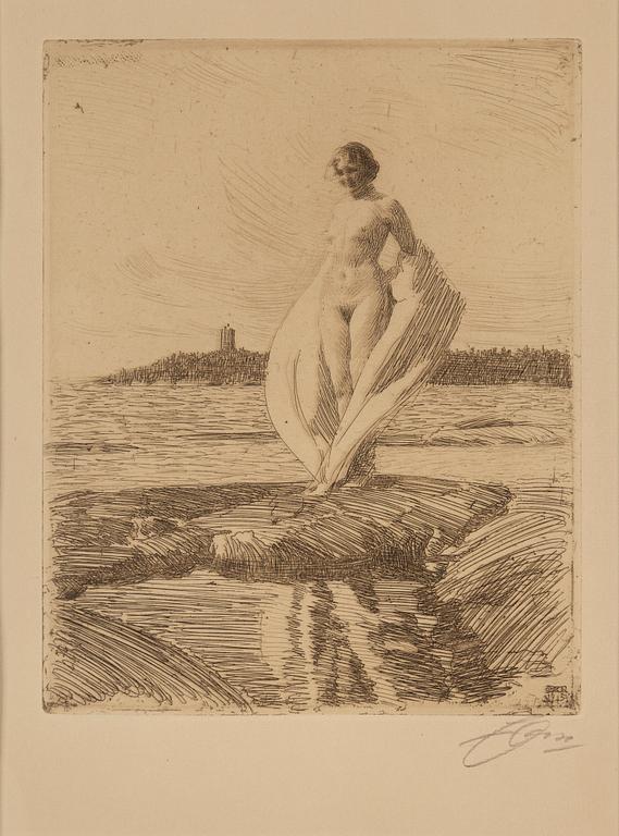 ANDERS ZORN, etching, 1915, signed in pencil.